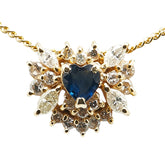 K18YG イエローゴールド サファイア0.32ct ダイヤ0.30ct ハート モチーフ ペンダントネックレス レディース 【中古】